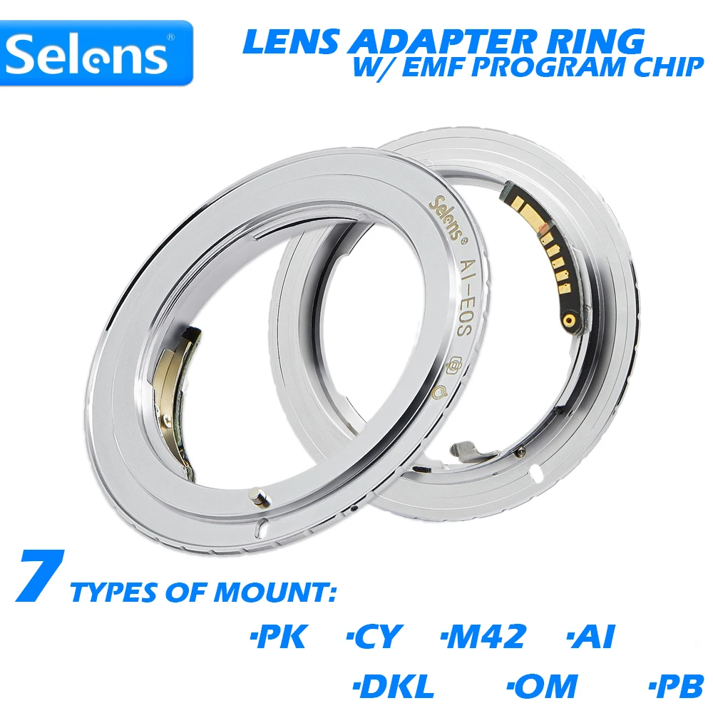 

Selens AF Confirm Lens Adapter w/ EMF Program Chip for Canon EOS Digital Film Camera 5D Mark III 500D 650D 6D 7D 9th Generation