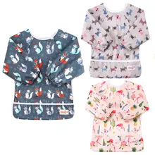 Baby Bibs Feeding Clothes Cartoon Pattern Waterproof Baby Bib Long Sleeve Waterproof Unisex Burp Cloths cartoon monkey pattern waterproof pvc baby bib yellow