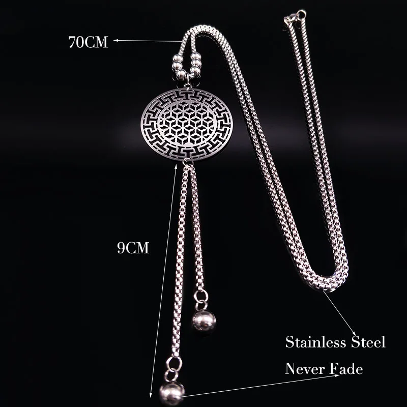 Богемное большое ожерелье из нержавеющей стали, женское длинное геометрическое ожерелье серебряного цвета, ювелирные изделия uzun kolye N17983
