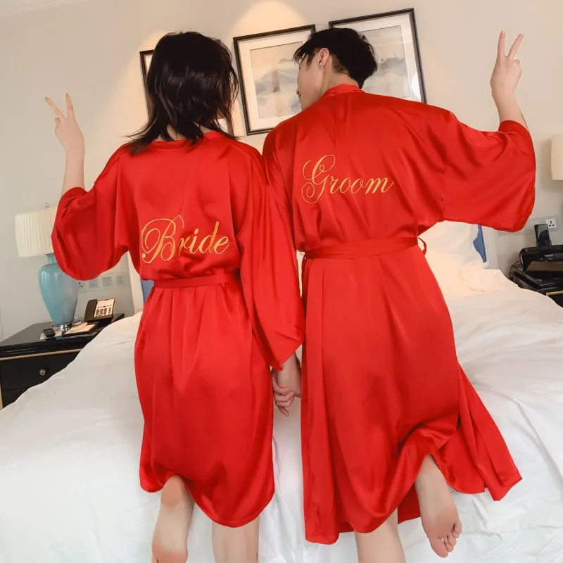 Мужское повседневное кимоно, банный халат с вышивкой жениха и шафера для свадебной вечеринки, Пижамный костюм из вискозы, банный халат для невесты и подружки невесты L XL