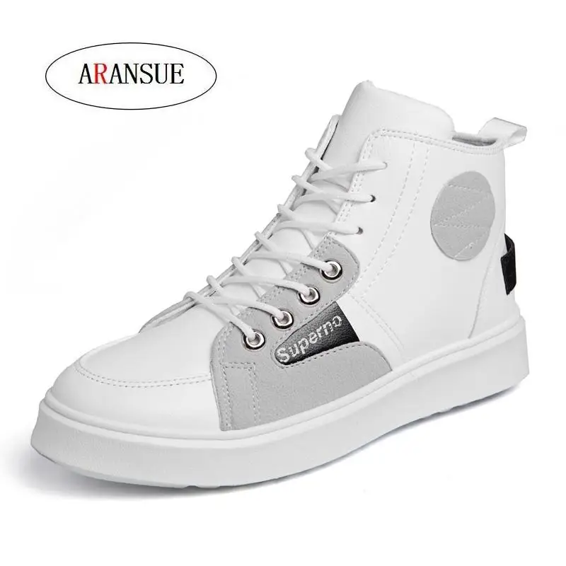 

ARANSUE Fashion streetwear high top sneaker mens casual shoes hot sale Comfortable atmosphere four seasons white shoes boot