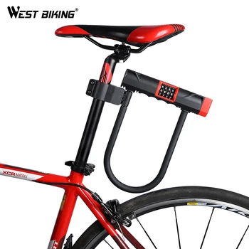 

WEST BIKING Bicycle Lock Steel U-Lock Cycling Motorcycle Electric Bicycle Anti-theft Cable Locks Safety Password Bike Lock