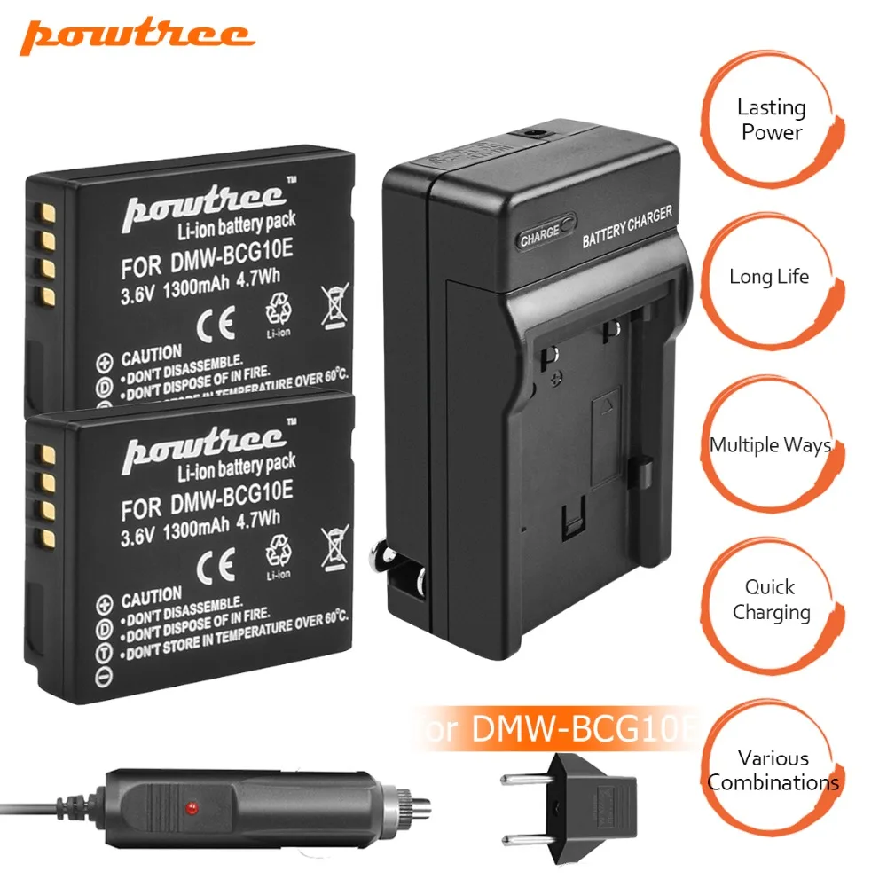 

2PCS DMW-BCG10 BCG10 BCG10E Battery 3.6V 1200mAh +charger+Car charger for Panasonic Lumix DMC-ZS19 DMC-ZS20 DMC-ZS25 DMC-ZX1 L10