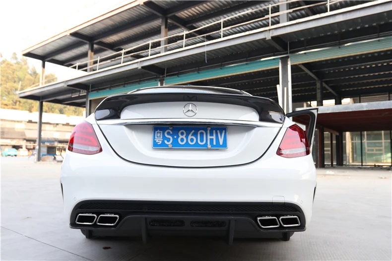 Carbon Fiber Rear Lip Spoiler Diffuser For Mercedes-Benz W205 C Class C63 C180 C200 C260 C300 C450- Bumper Accessories