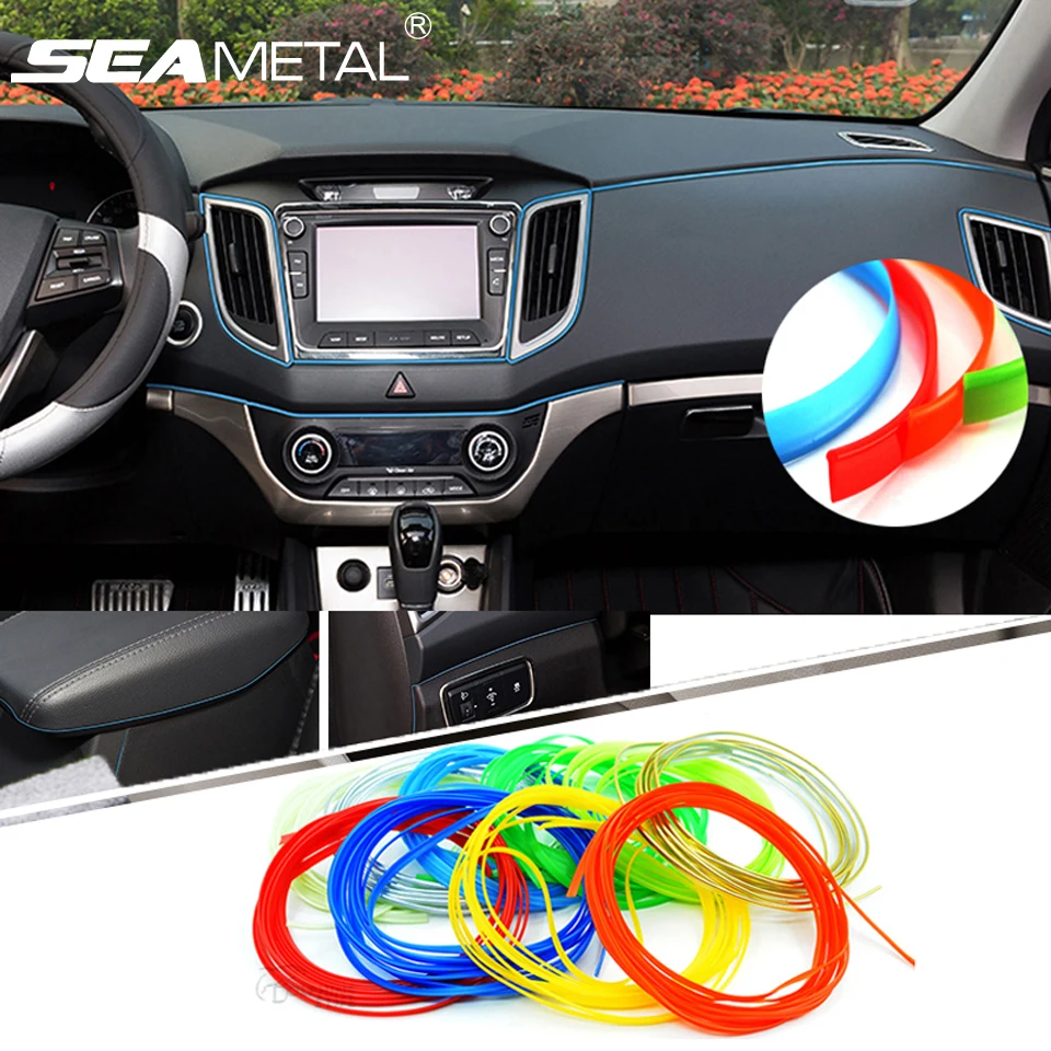 

5M Car Mouldings Trims Strips Car Interior Moulding Decorative Strip Brand Stickers Thread Interior Plating Decals Auto Styling