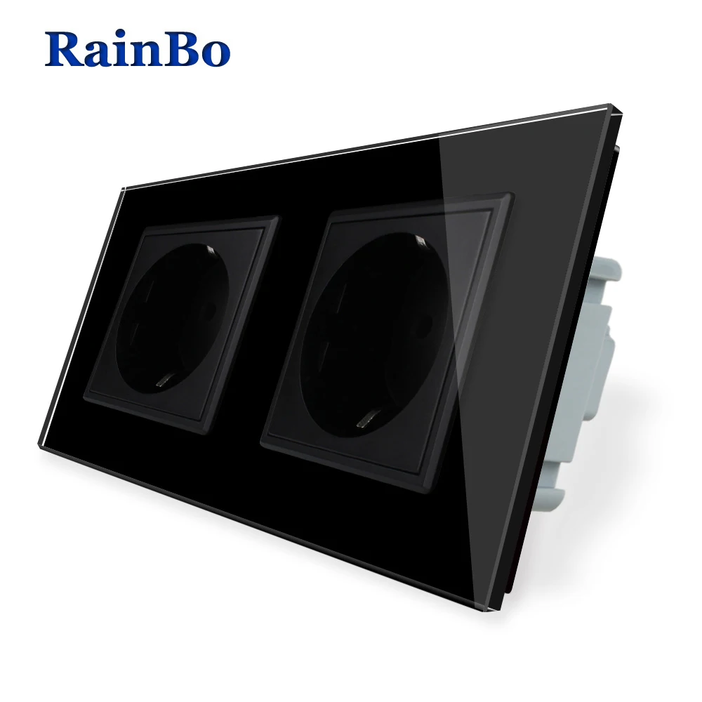  RainBo EU Power-Wall Socket-Standard Power-Socket Glass-Panel AC Wall-Power smart-outlet A28E8EW/B - 32355700041