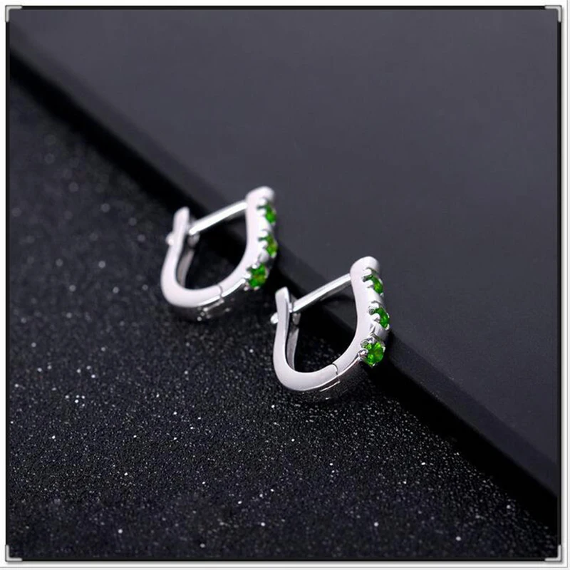 Серьги кольца из серебра 925 пробы с диопсидом|hoop earrings|earrings 925earrings fashion |