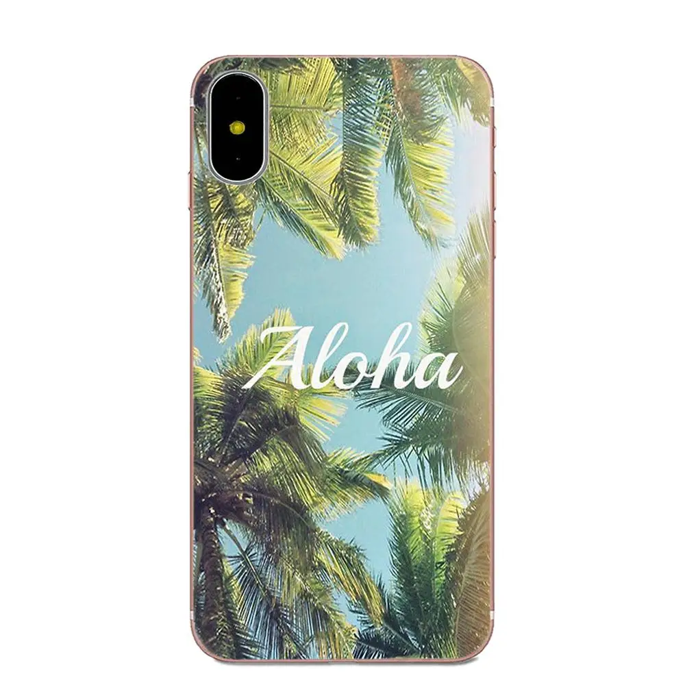 В гавайском стиле с изображением пальм для Apple iPhone 4 4S 5 5C 5S SE 6 S 7 8 Plus X XS Max XR ТПУ