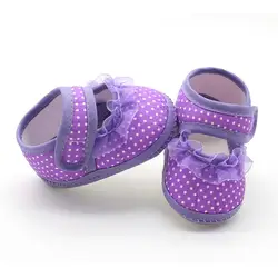 Обувь для новорожденных девочек в горошек с мягкой подошвой, хлопковые мокасины для малышей, обувь для отдыха, высокое качество, детская