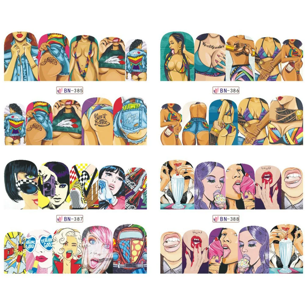 12pcs-Pop-Art-Nail-Sticker-Water-Transfer-Nails-Art-Decals-Beauty-Decor-Slider-Cool-Girl-Lips (1)