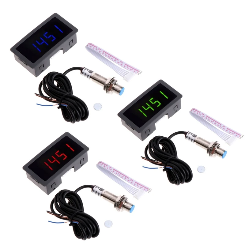 Digital BLUE LED Tachometer 9999 RPM Speed Meter+Proximity Switch Sensor NPN 12V