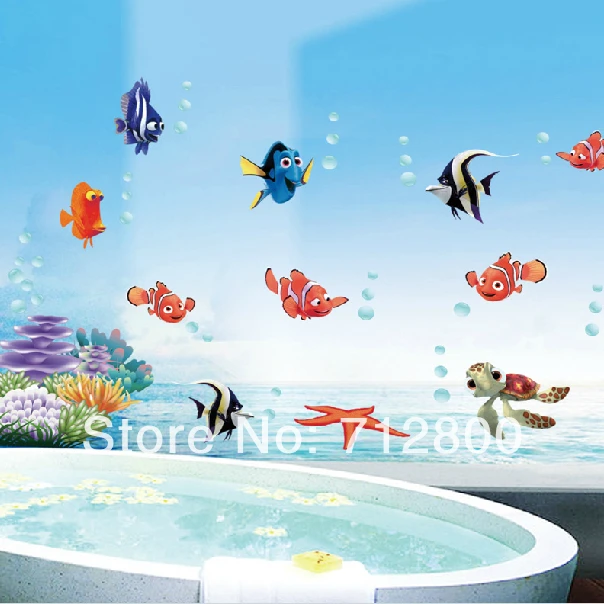 Fish&Bubble Removable 3D Wallpaper On Walls Bathroom Decor ...