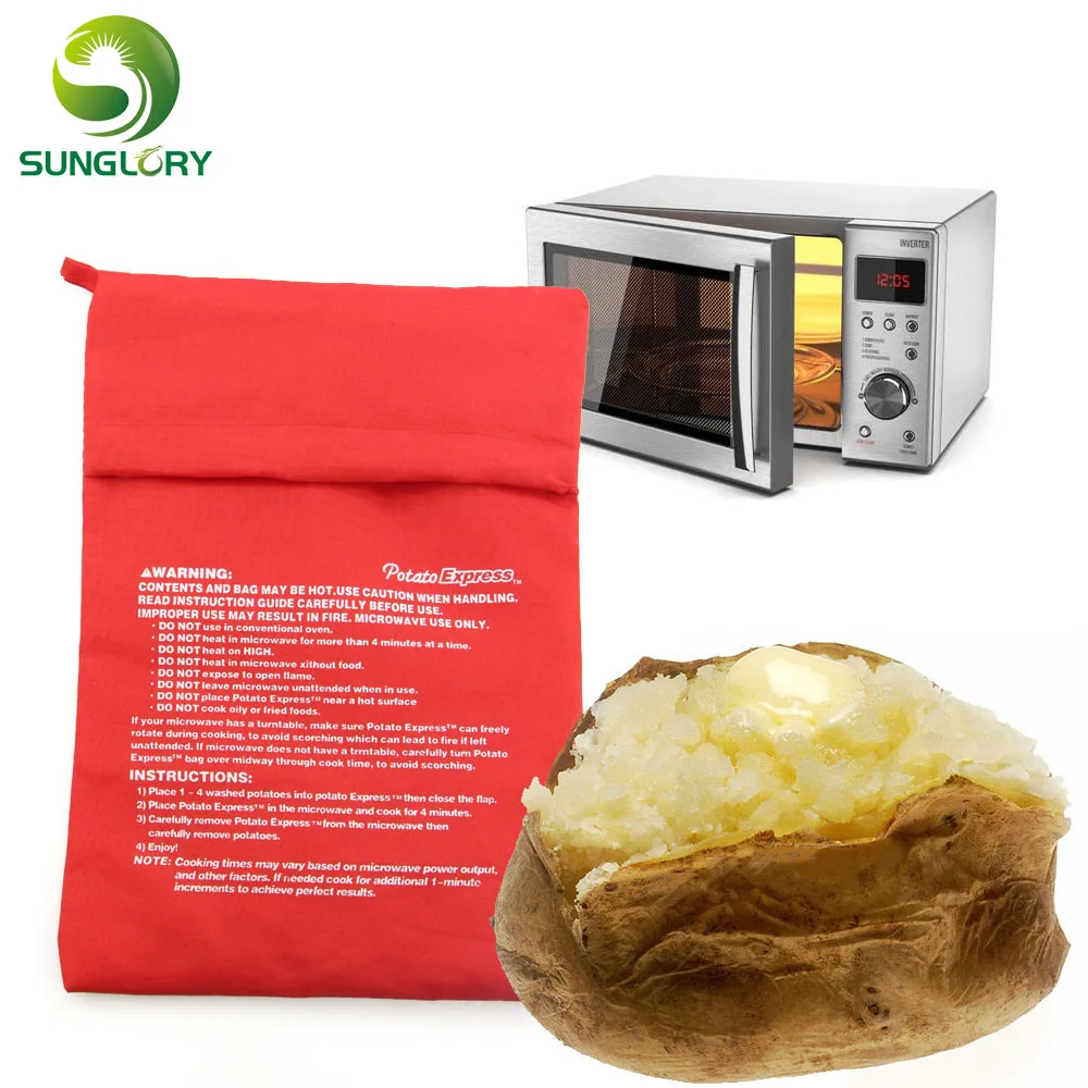 Red Microwave Potato Bag Baking Potato Cooking Bag Washable Cooker Bag