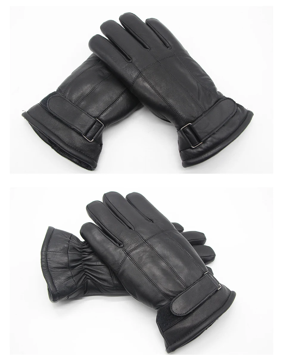 Лидер продаж Для мужчин овчины Перчатки натуральная кожа перчатки для Для мужчин зимние уличные теплые меховые утепленные лоскутное