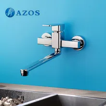 AZOS Кухня Раковина кран латунь хром с одним отверстием польский настенное крепление горячей холодной воды Смеситель Сантехника CFLR013