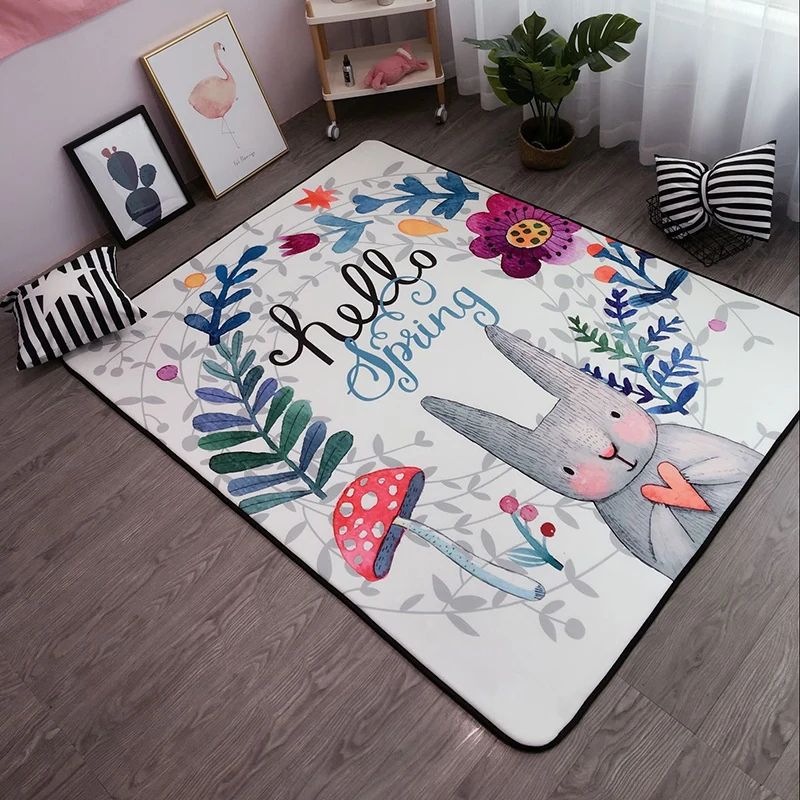 

150X195CM Lovely Rabbit Carpets For Living Room Soft Rugs For Bedroom Kids Room Area Rug Coffee Table Floor Mat Children Carpet