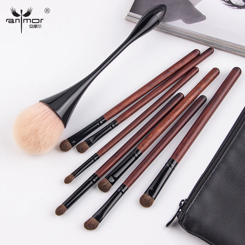 

Anmor 8PCS Pony Hair Makeup Brushes Set Powder Foundation Eyeshadow Make Up Brush High Quality Wooden Cosmetic Pincel Maquiagem
