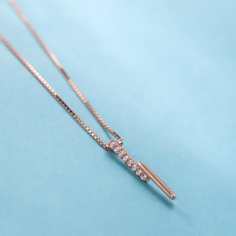 Fengxiaoling Новая мода 925 серебро несколько Цирконий подвес-полоска ожерелье s для женское длинное ожерелье ювелирные изделия - Цвет камня: Rose gold