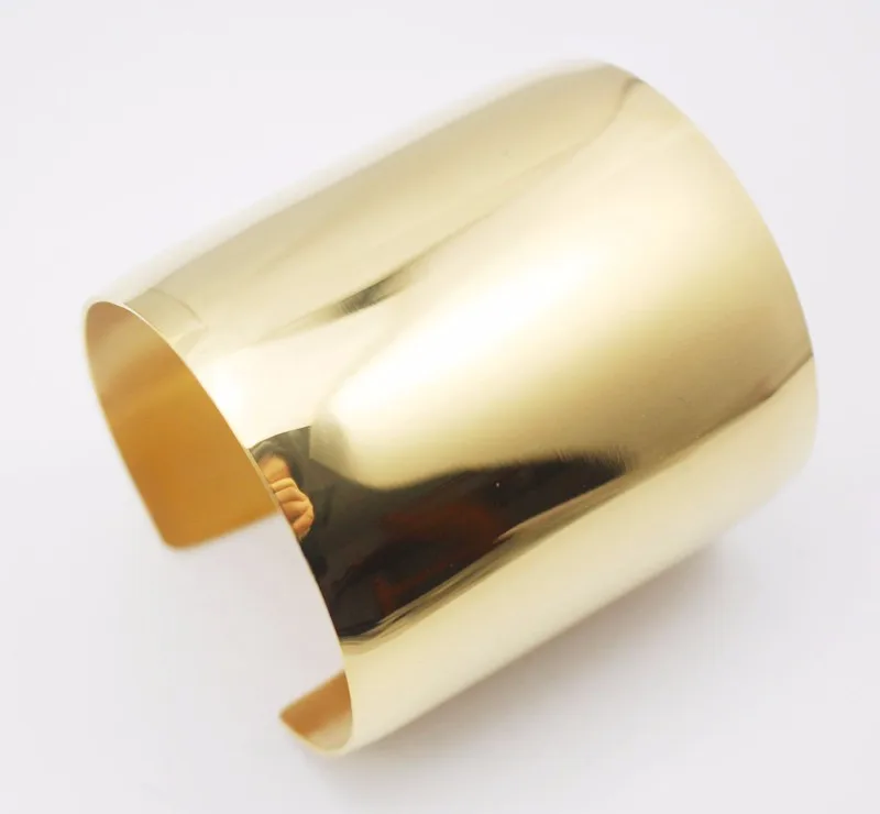 Punk Style 316L Stainless Steel Extra Wide Gold Color Bracelets Cuff Bangles Blank For Women 3