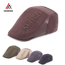QIUBOSS классический Casquette Peaked Newsboy Duckbill хлопок плюща шапки кепки с вышивкой буквы для мужчин женщин дышащие Casquette