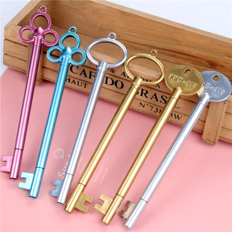 

6Pcs Vintage Creative Keys Gel Pen Cute Kawaii Funny Kit Stationery Store Escritorio Stationary School Tool Material Item Shop