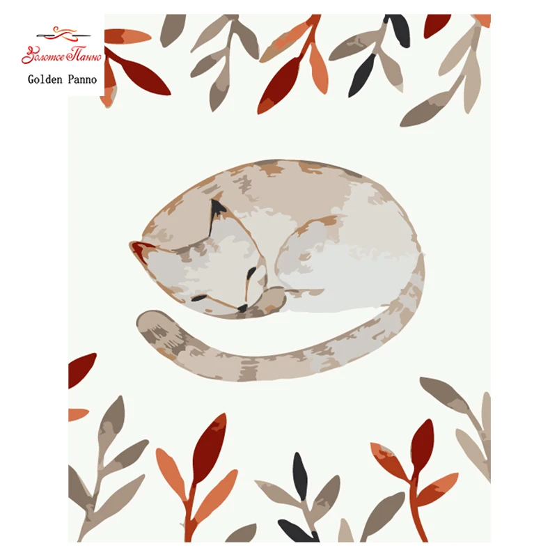 

Golden Panno,Needlework,DIY Cross stitch,Sets For Embroidery kit 14ct unprinted sleeping cat cross-Stitching,christmas 1010