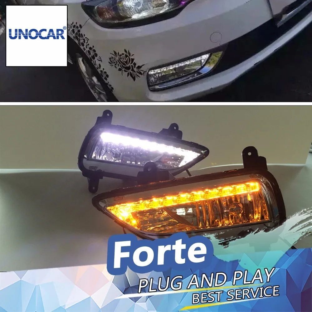UNOCAR Car stlying For Kia Forte 2013 2014 2015 LED DRL led fog lamps led daytime running lights