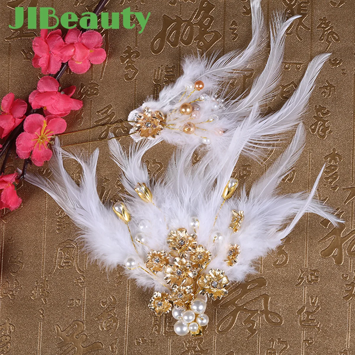 

QIANJI Fashion Women Feather Hair Clip Bride Hairpins Girls Wedding Headdress Barrette Festival Hair Accessories Metal Jewelry