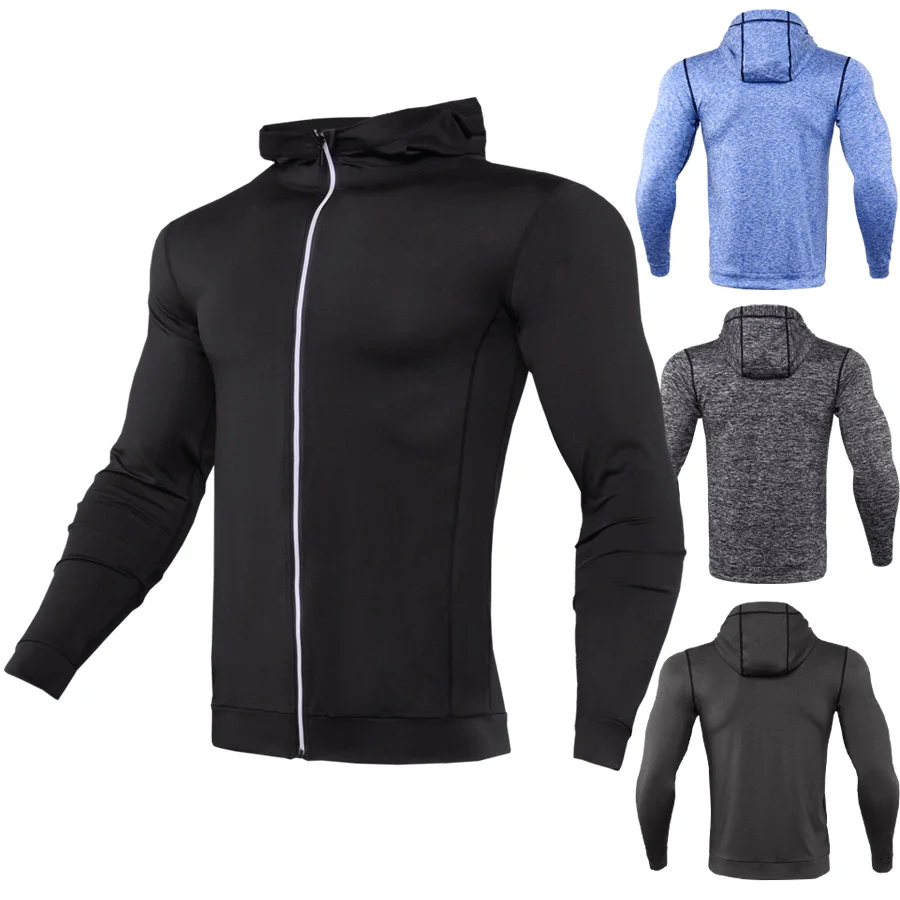 Fashion Men Hoodies Compression Hoody Crossfit Sweatshirts Mens Quick drying Jersey Male