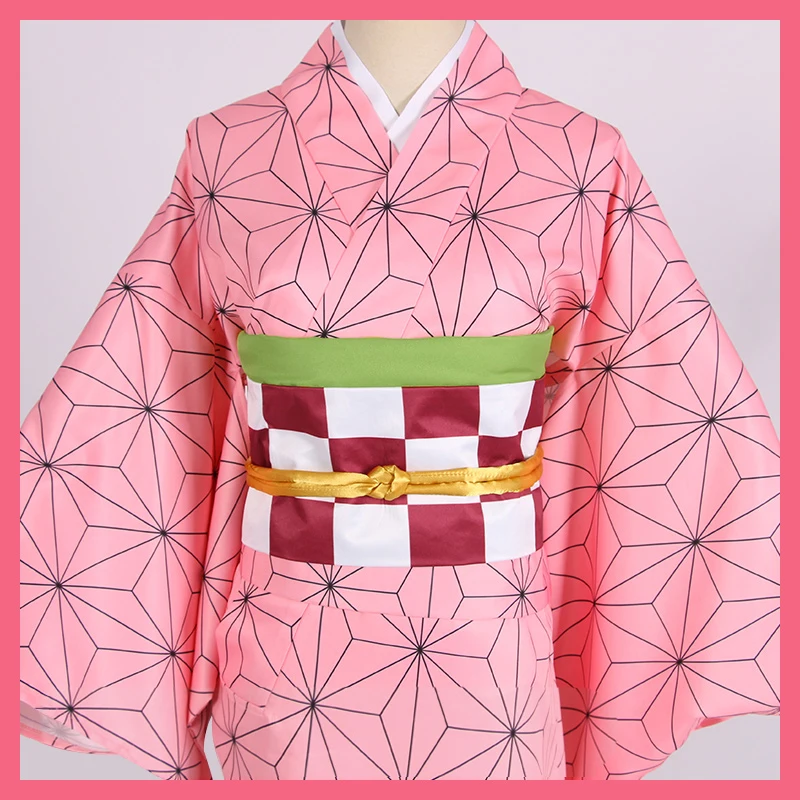 Аниме «Demon Slayer Kamado Nezuko», костюмы для косплея, Kimetsu no Yaiba, женские розовые кимоно, костюмы на Хэллоуин для женщин