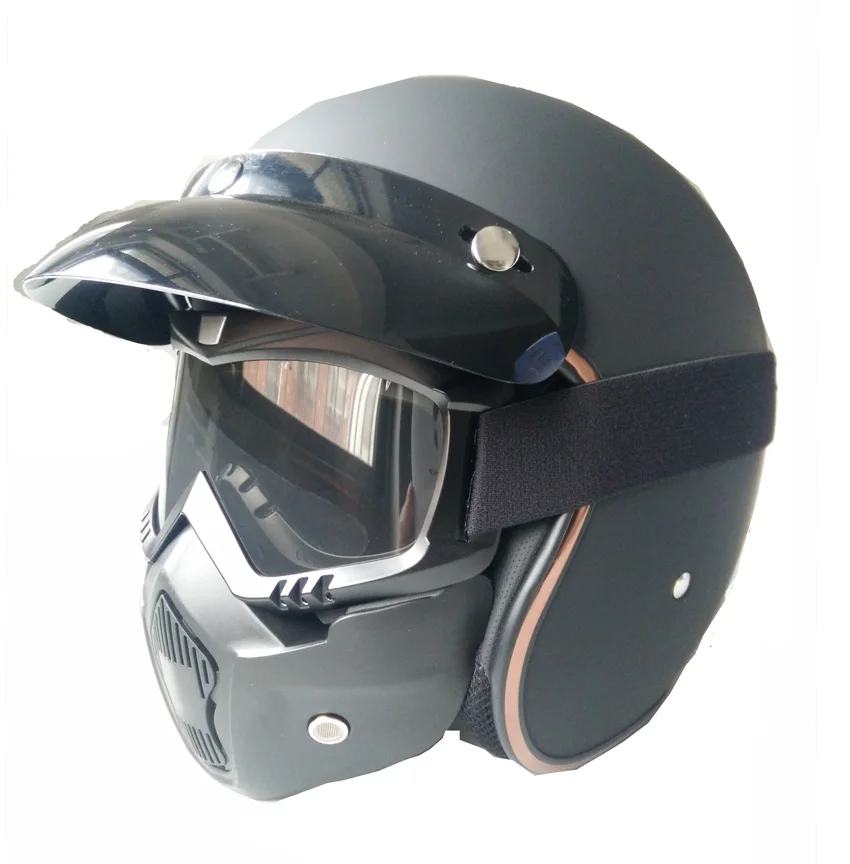 Мотоцикл JIEKAI шлемы с открытым лицом с маской в горошек ретро шлем для мотоциклистов винтажные шлемы moto rcycle capacetes de moto - Цвет: helmet clear mask