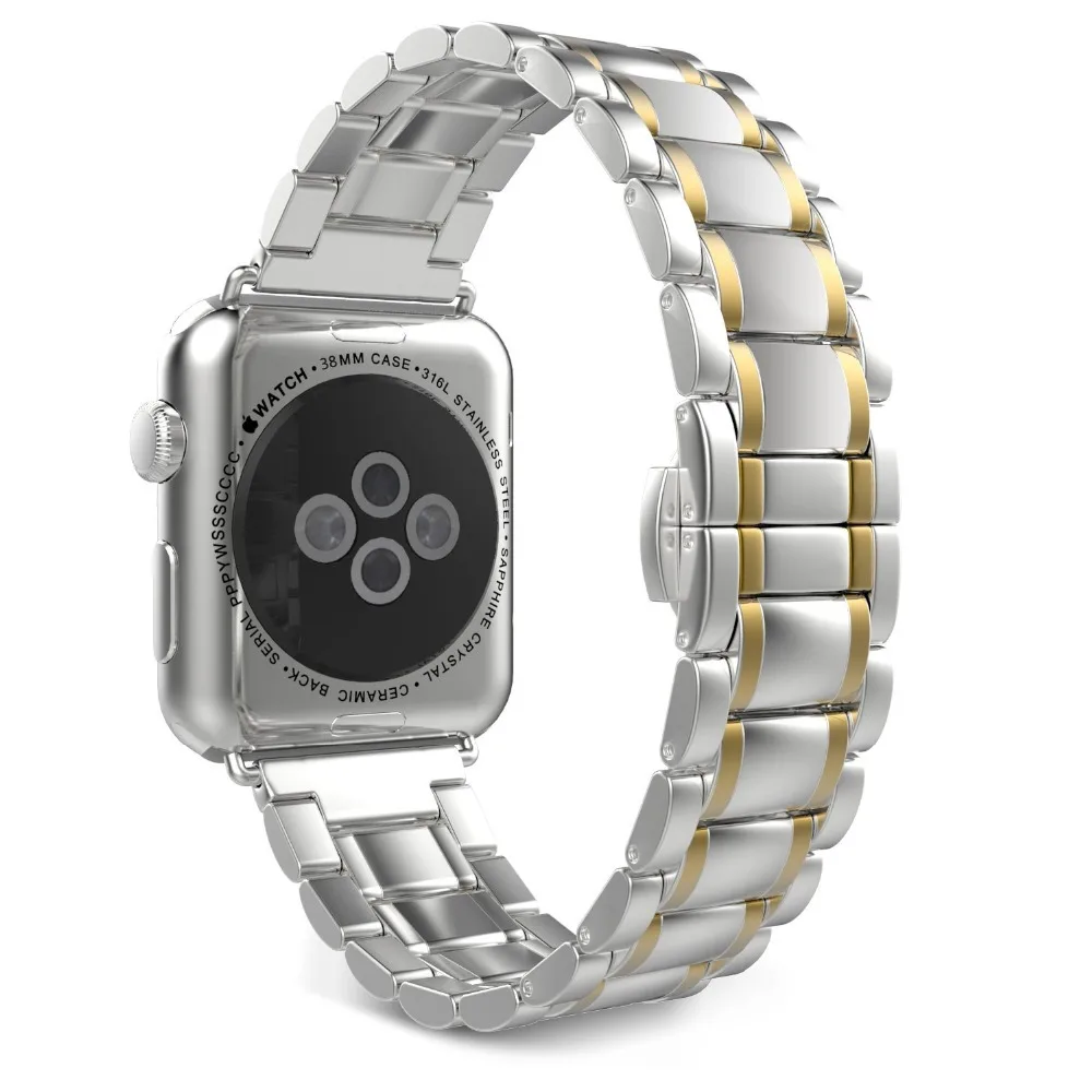 Нержавеющая сталь соединяющий ремешок браслета для apple watch группа 42/38/44/40 мм Регулируемая Двойная застежка для iwatch серии 1 2 3 4