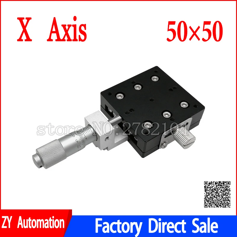 X-Axis Manual Linear Stage Trimming Platform Slider Bearing 50X50mm Tuning Table 