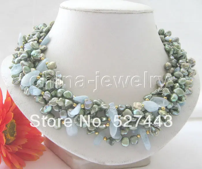 

Wholesale Charming!! Natural 11mm white metallic luster Reorn keshi pearls necklace