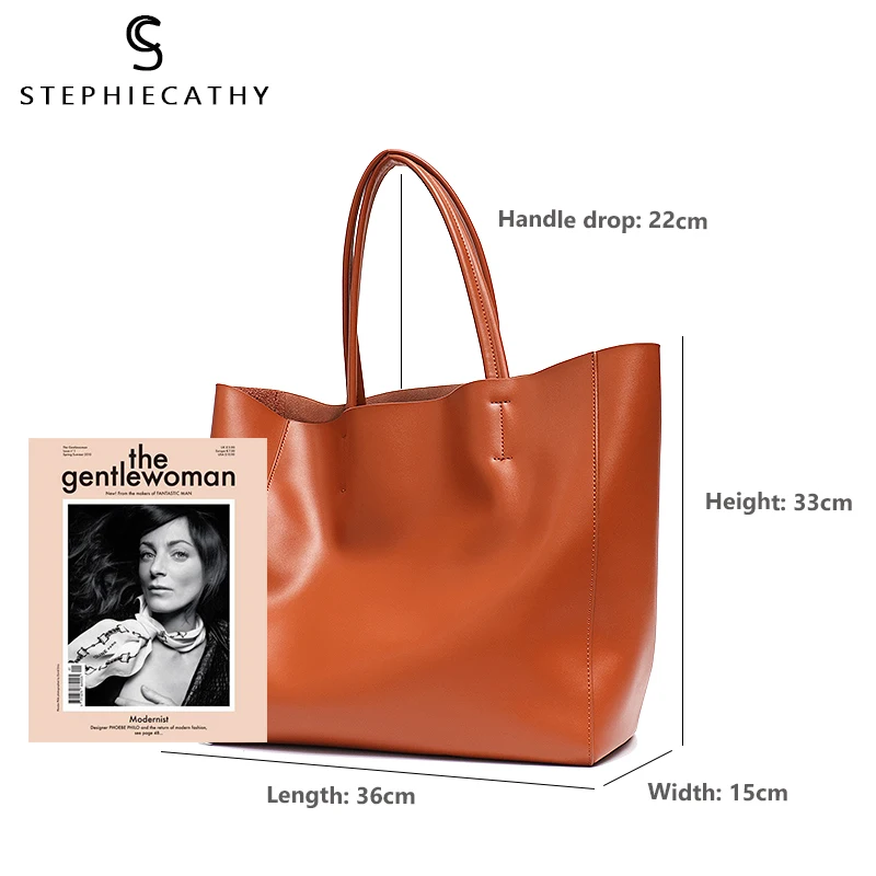 SC Luxury Brand Cow Leather Tote Bags Designer Cowhide Handbags Women Shoulder Bags Fashion Female Large Capacity Liner Bag