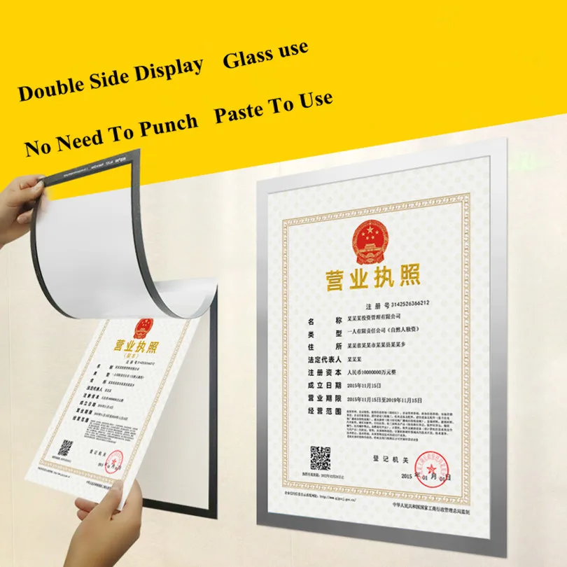 

Double side display A4 Magnetic PVC Glass Mounted self-adhesive Refrigerator Advertising Poster Label Sign Display Holder Frame