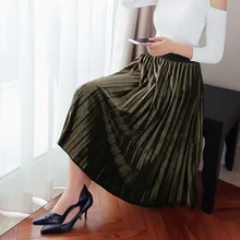 Плиссированные юбки, весна-осень, натуральная плиссированная юбка, длинная юбка с высокой талией