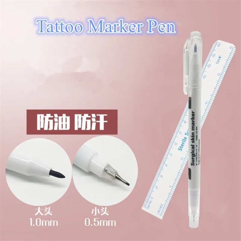 

1Set Sterilized Tattoo Marker Pen Surgical Skin Microblading Positioning Tool with Measuring Ruler Permanent Makeup Accessories