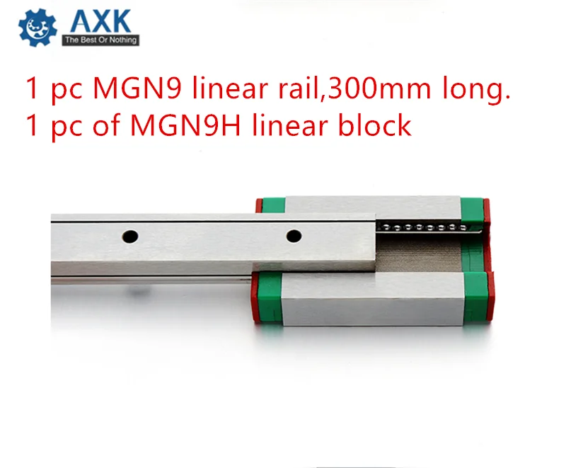 

AXK 9mm Linear Guide MGN9 300mm linear rail way + MGN9H Long linear carriage for CNC X Y Z Axis