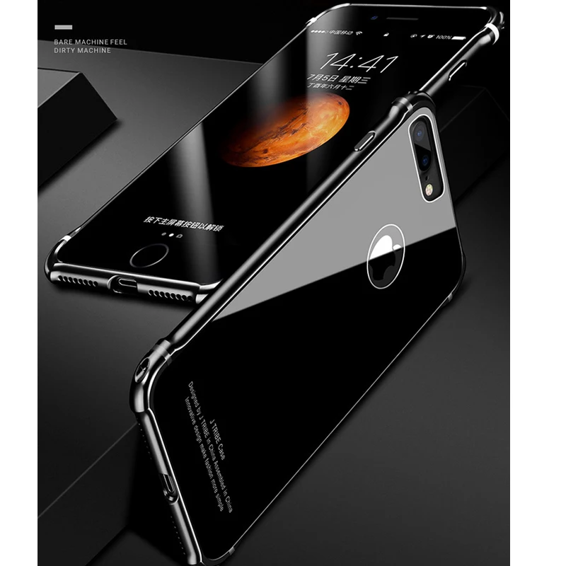 Роскошный Vpower для iPhone 8 Plus алюминиевая рамка + чехол из закаленного стекла