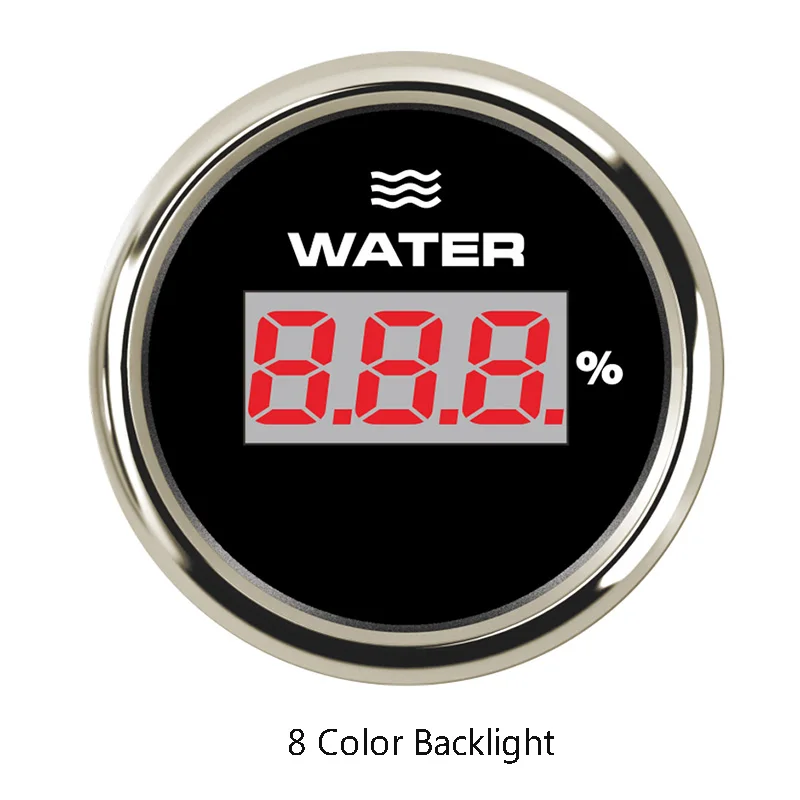 52mm Auto Serbatoio di Acqua Misuratore di Livello Indicatore di IP 67 a prova di acqua Per Fuoribordo Motore Auto Marine 12 -24 v 8 Colore della Retroilluminazione