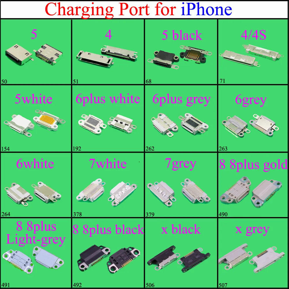 

YuXi Charging Port Female Socket Micro USB Connector Plug for iphone 4 4G 4S 5 5G 6 6Plus 6S 7 7G 7P 8 8P X