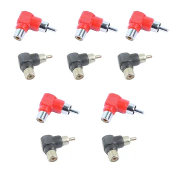 

10pcs RCA Male Plug to RCA Female Jack Right Angle Audio Adapter Connector M/F Male to Female 90 Degree Converter