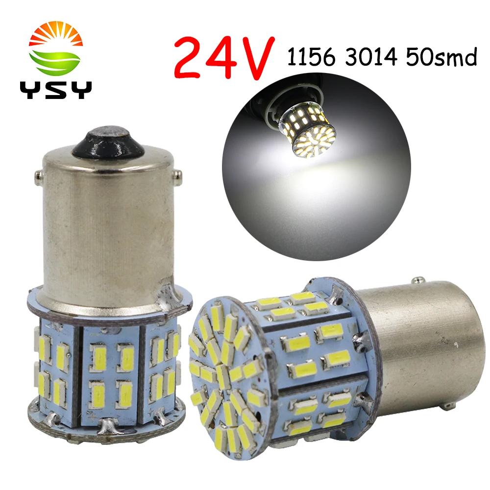 YSY 100 шт. 24 В Белый 3014 50 SMD Светодиодные лампы S25 1156 BA15S P21W автомобилей резервного