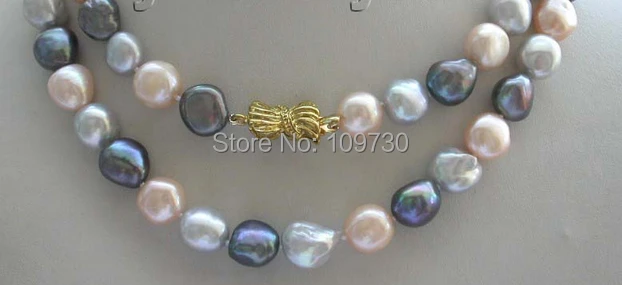 

Jewelr 003701 34" Natural Multicolor Baroque Pearl Necklace
