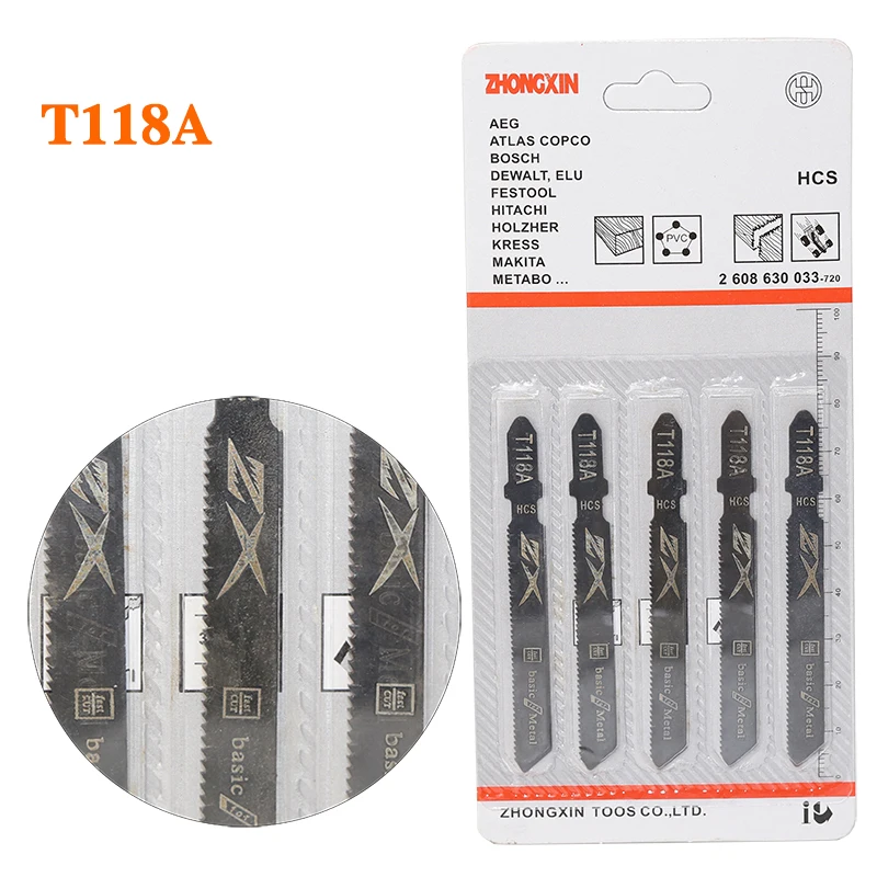 

5Pcs/set HCS Fast Cutting Reciprocating Jig Saw Blades For Wood Metal PVC Fibreboard Power Tools Cheap Price