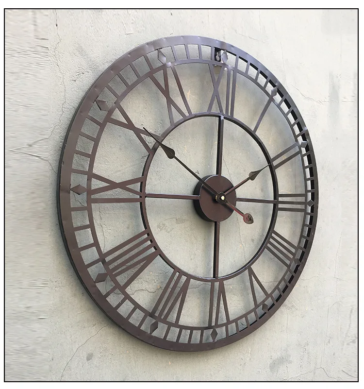 Настенные часы круглые римские часы в европейском стиле декоративные часы для гостиной большие винтажные настенные часы диаметр 40 см черный