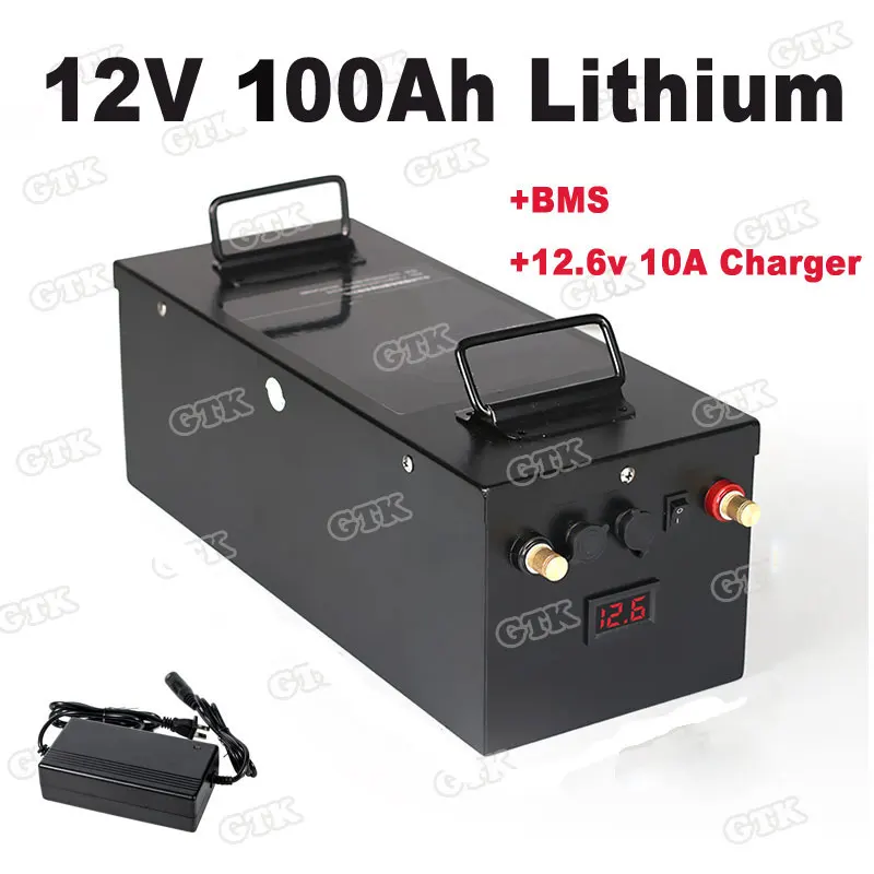 

12V 100Ah Lithium li ion battery pack built-in BMS for solar system/electric boat/energy storage system/RV/solar panel+charger