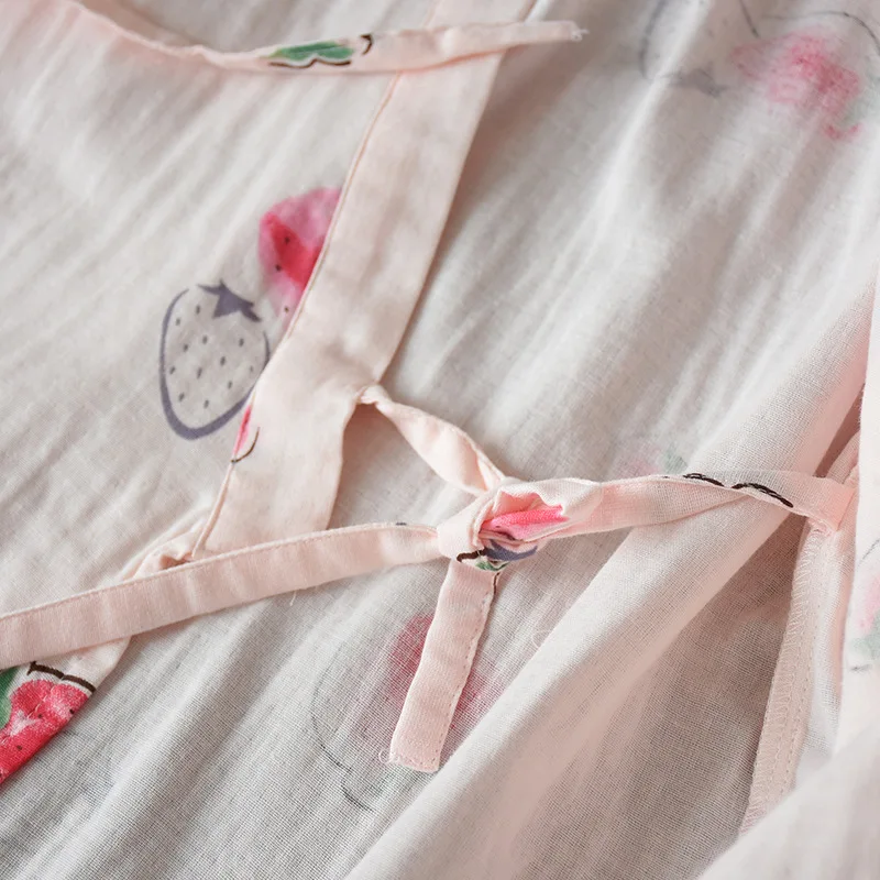 Летний свежий персиковый банный халат для женщин, японское кимоно, халаты, наборы для женщин, s, марлевые хлопковые простые пижамы, ночные костюмы