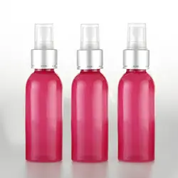 50 мл розовый ПЭТ бутылка серебряный воротник белый/прозрачный/черный насос для вашего referrence, распылитель бутылки туман опрыскиватель